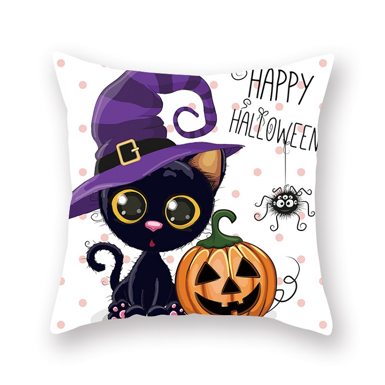 Amazon 2021 Halloween Pillowcase Cartoon Wacky Pumpkin Head Witch Series Cushion Cover Sofa cushion